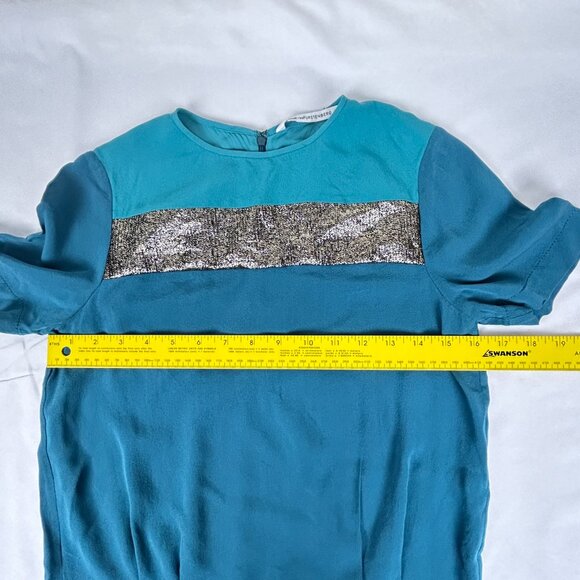 Diane Von Furstenberg Blouse Women Size 0 Silk Darla Colorblock Short Sleeve Top - Picture 10 of 15